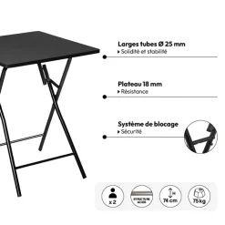 5five Table pliante 2 places, Noir
