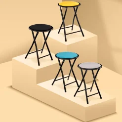 5five Tabouret pliant, Velours Noir