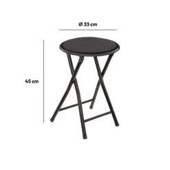 5five Tabouret pliant, Velours Noir