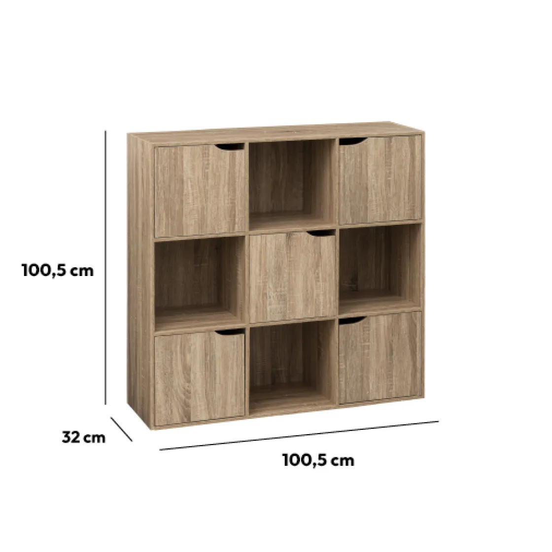 5five Étagère 9 cases avec 5 portes, Effet chêne naturel