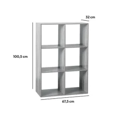 5five Étagère 6 cases, Effet chêne gris