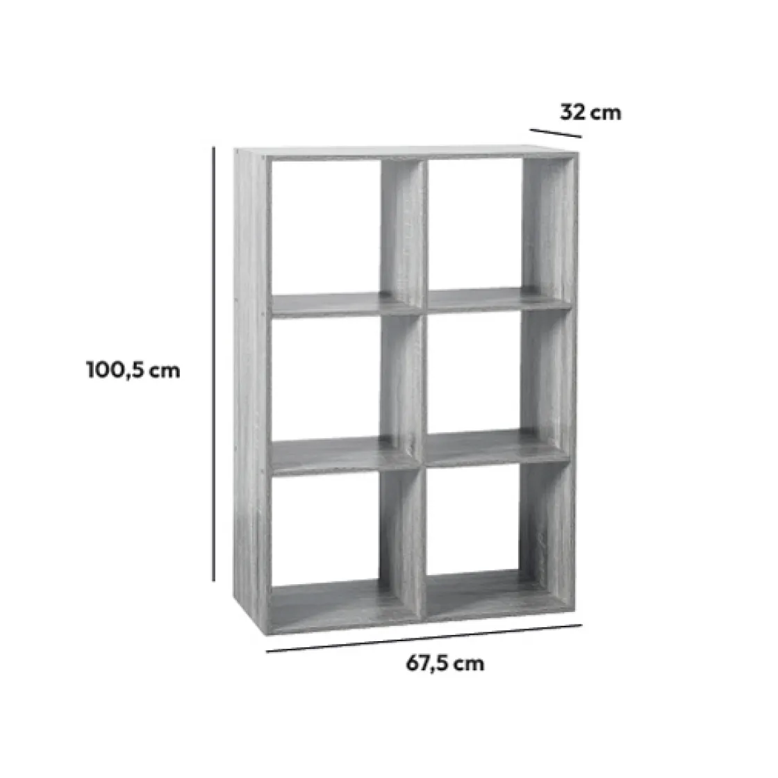 5five Étagère 6 cases, Effet chêne gris