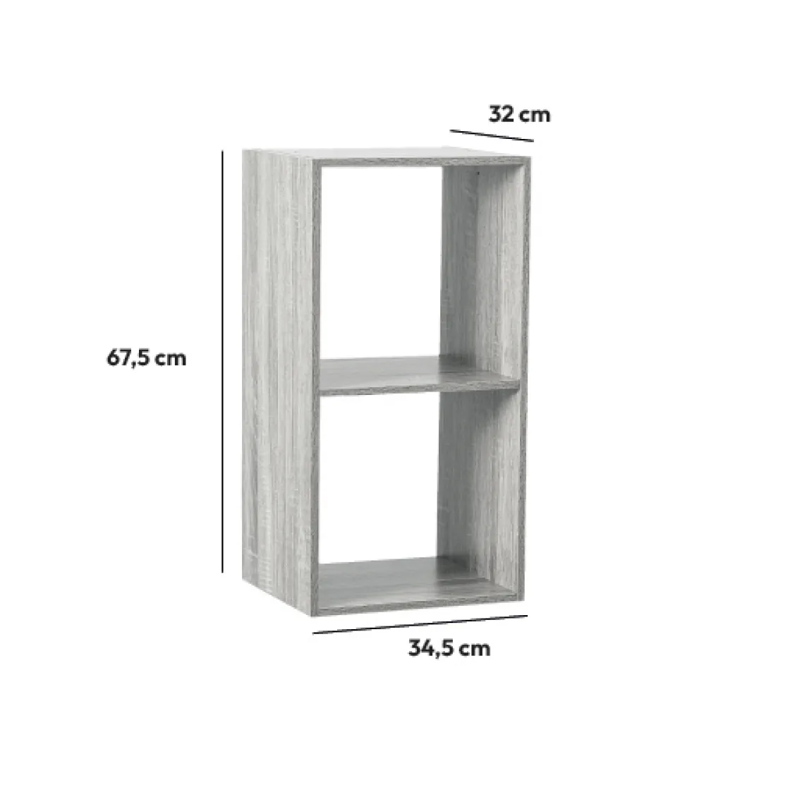 5five Étagère 2 cases, Effet chêne gris