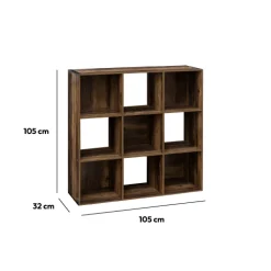 5five Étagère 9 cases indus, Effet bois foncé
