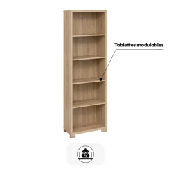 5five Étagère 5 niveaux 180x60cm, Effet bois