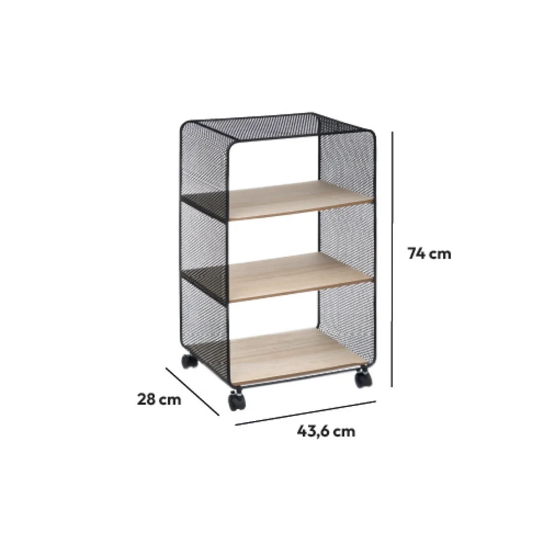 5five Étagère à roulettes 3 cases, Noir