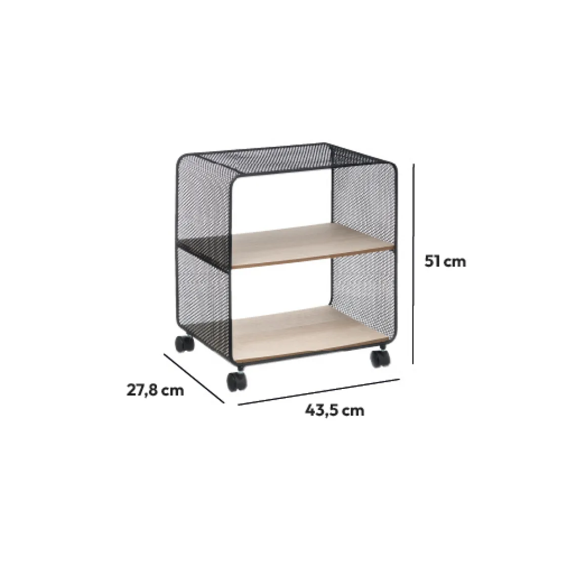 5five Étagère à roulettes 2 cases, Noir