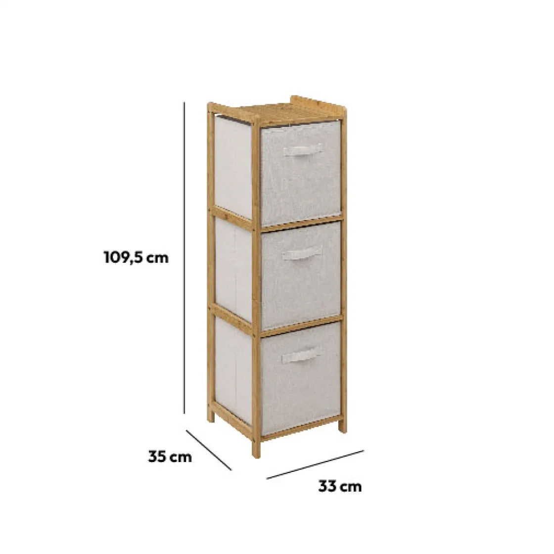 5five Étagère avec 3 paniers, Bambou