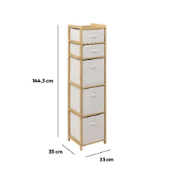 5five Étagère avec 5 paniers, Bambou