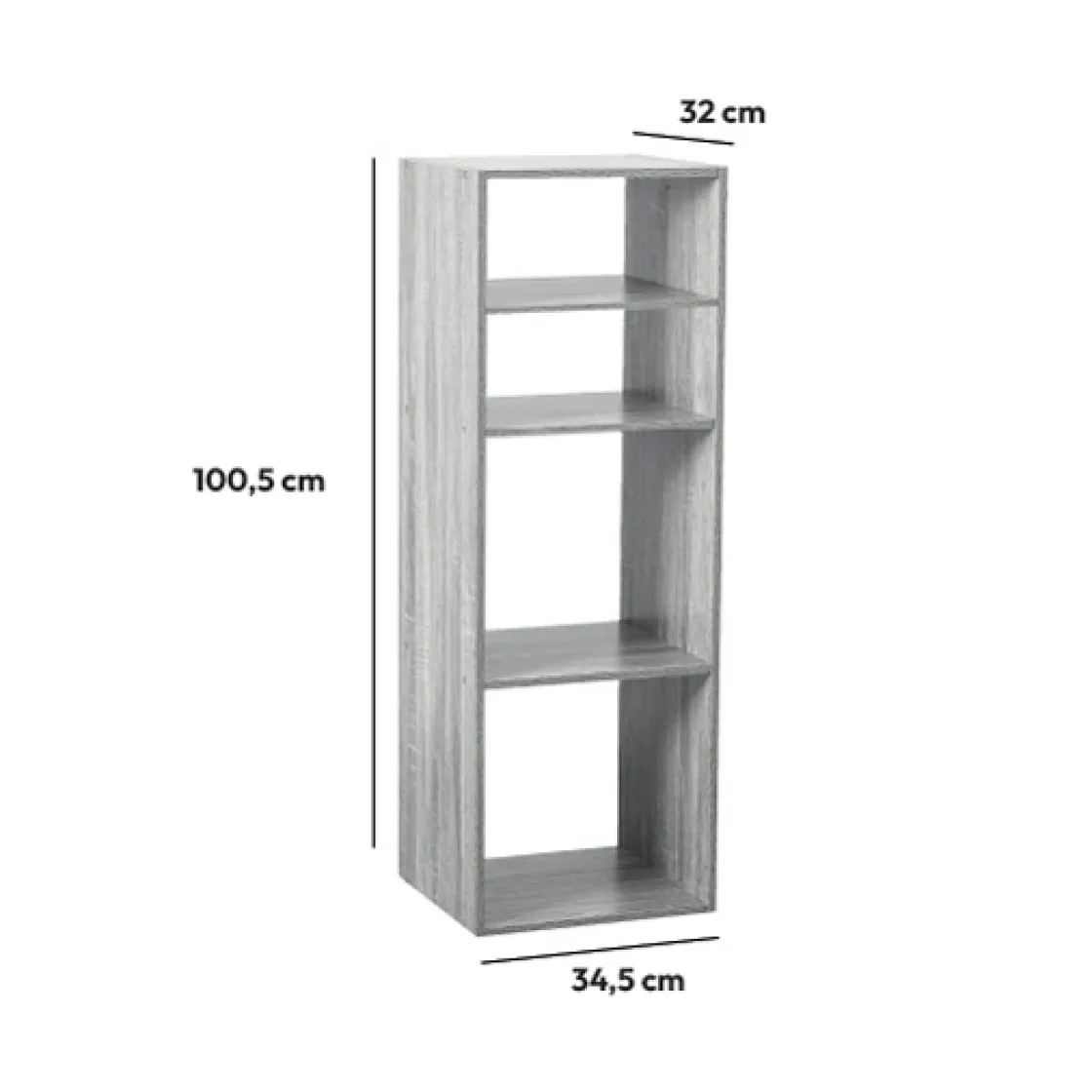 5five Étagère colonne 4 cases, Effet chêne gris