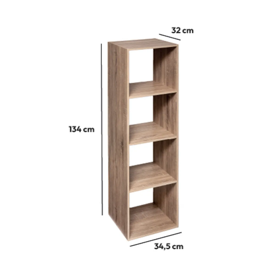 5five Étagère colonne 4 cases, Effet chêne naturel