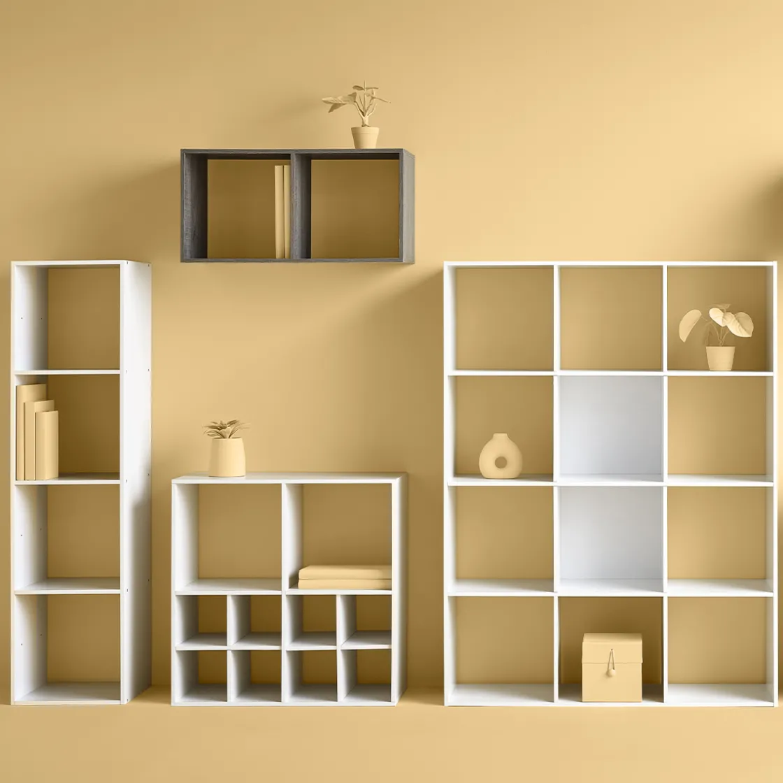 5five Étagère colonne 4 cases, Effet chêne gris