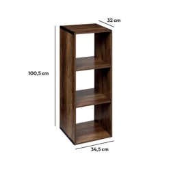 5five Étagère colonne 3 cases indus, Effet bois foncé