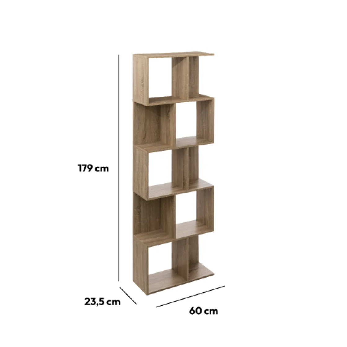 5five Étagère colonne double, Effet chêne naturel