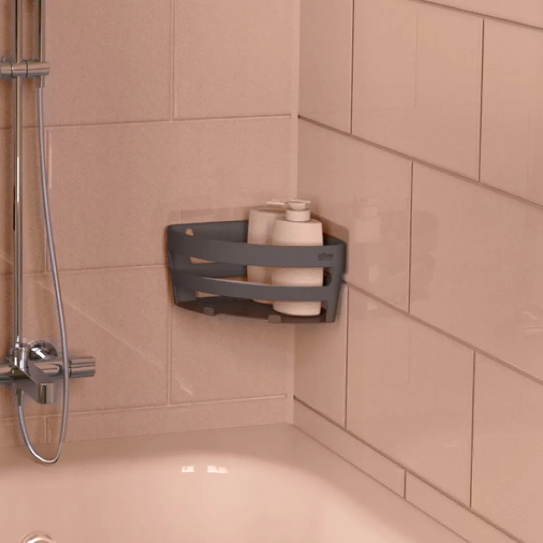 5five Étagère d'angle à ventouses, Gris