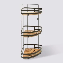 5five Étagère de douche d'angle 3 niveaux, Acacia