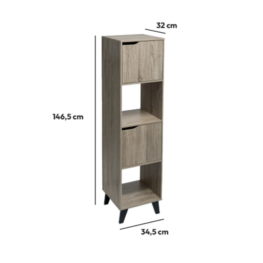 5five Étagère effet chêne naturel, Noir