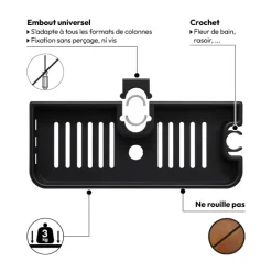 5five Étagère pour colonne de douche, Noir