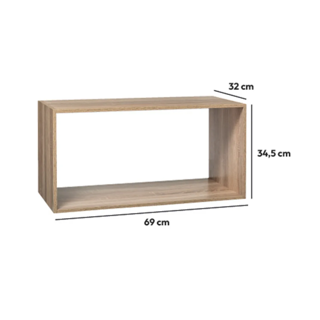 5five Étagère rectangulaire haut, Effet chêne naturel