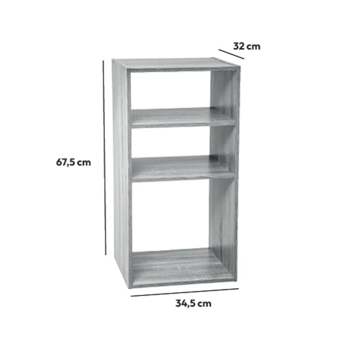 5five Étagères colonne 3 cases, Effet chêne gris