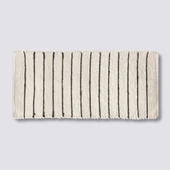 5five Tapis rayé microfibre 50x120cm - Blanc