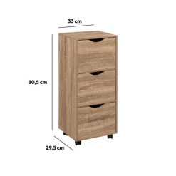 5five Tour 3 portes à roulettes, Effet bois