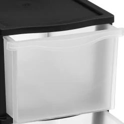 5five Tour de rangement 3 tiroirs avec roues, Noir